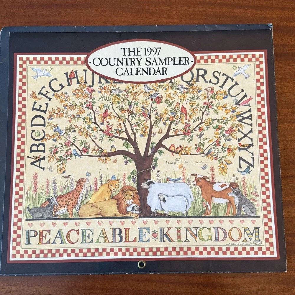 1997 Country Sampler Calendar – Peaceable Kingdom – 12x12 – Folk Art Cottagecore